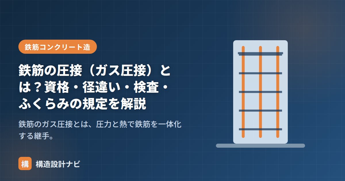 鉄筋の圧接（ガス圧接）とは？資格・径違い・検査・ふくらみの規定を解説