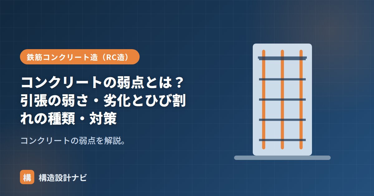 コンクリートの弱点とは？引張の弱さ・劣化とひび割れの種類・対策