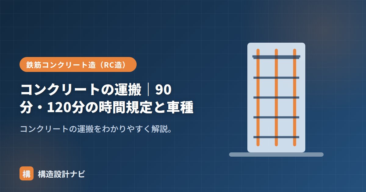 コンクリートの運搬｜90分・120分の時間規定と車種