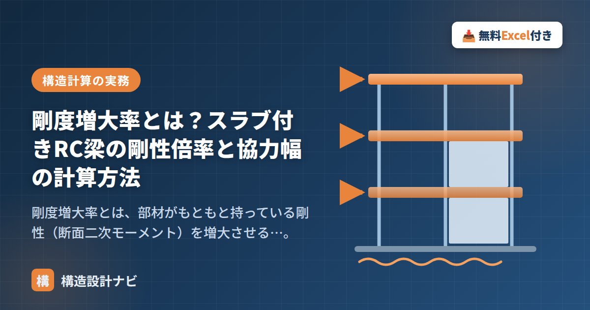 剛度増大率とは？スラブ付きRC梁の剛性倍率と協力幅の計算方法【無料Excel】