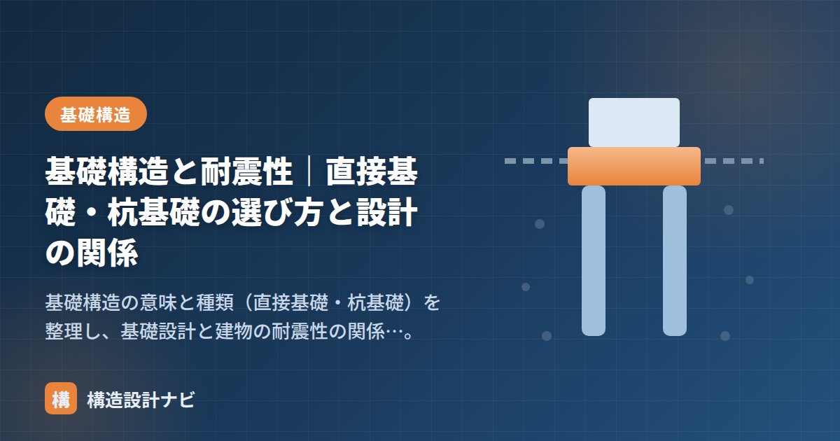 基礎構造と耐震性｜直接基礎・杭基礎の選び方と設計の関係