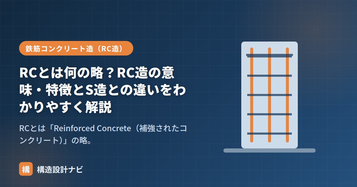 RCとは何の略？RC造の意味・特徴とS造との違いをわかりやすく解説
