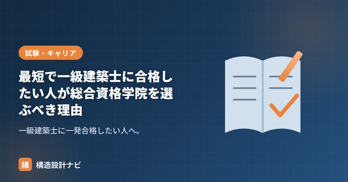 【経験者が解説】最短で一級建築士に合格したい人が総合資格学院を選ぶべき理由