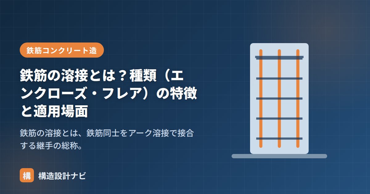 鉄筋の溶接とは？種類（エンクローズ・フレア）の特徴と適用場面